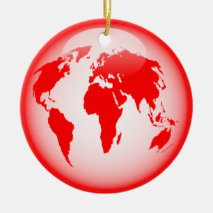 Décoration En Céramique Globe brillant rouge