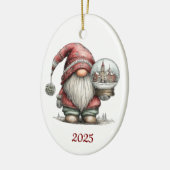 Décoration En Céramique Gnome Ceramic Oval Christmas Ornament (Gauche)