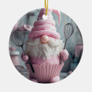 Décoration En Céramique Gnome Cupcake à pâtisserie rose adorable