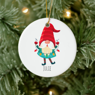 Décoration En Céramique Gnome de Noël avec lumières de Noël