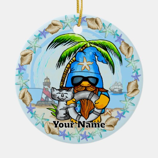 Décoration En Céramique Gnome de plage (Devant)