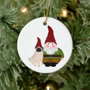 Décoration En Céramique Gnome et Carlin Gnome Ornament