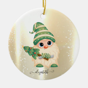 Décoration En Céramique Gnome mignon et brillant, faux or, joli gnome