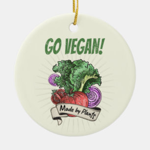 Décoration En Céramique Go Vegan Fabriqué par des végétariens vintages de 