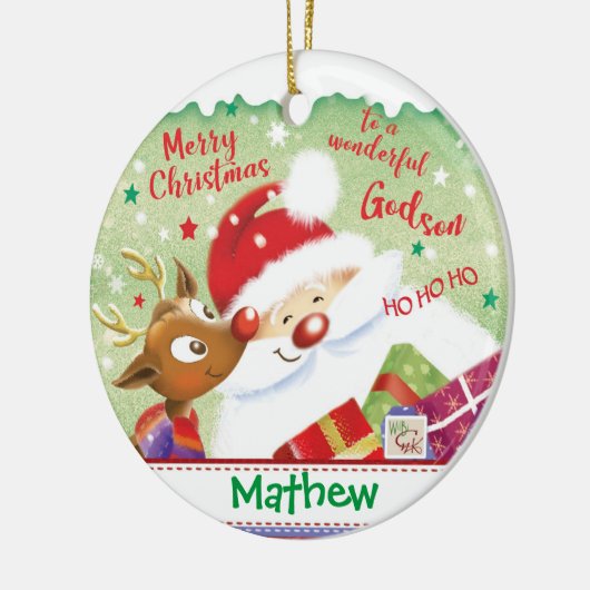 Décoration En Céramique Godson, Père Noël, Cerfs & Présentations, Noël (Gauche)