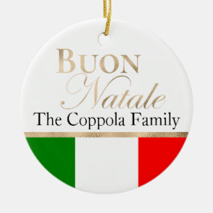 Décoration En Céramique Gold Buon Natale Italie Drapeau Noël