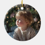 Décoration En Céramique Gold Glitter Green Faux Foil 1st Christmas Photo (Dos)