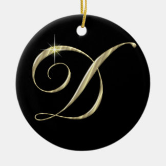 Décoration En Céramique Gold Letter D Monogram Initial Ornament Fan Pull