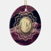 Décoration En Céramique Gold Lotus OM Mandala Lavender Marbre (Droite)