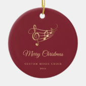 Décoration En Céramique Gold Music Notes Elegant Script Christmas (Devant)