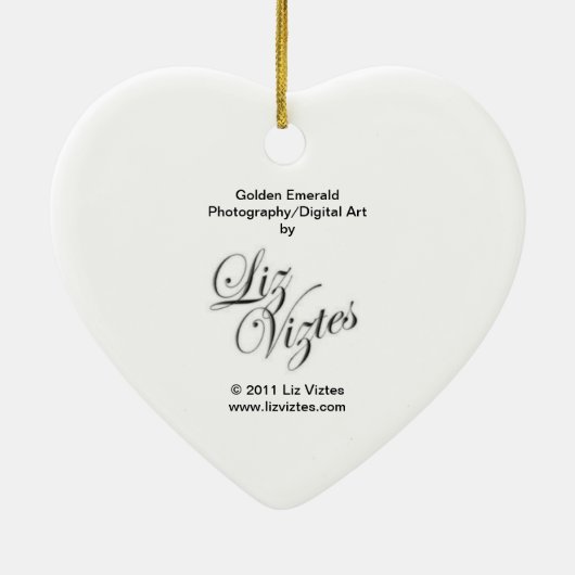 Décoration En Céramique Golden Emerald Heart Ornament (Dos)