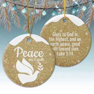 Décoration En Céramique Golden Glitter Noël Verset de la Bible de Luc ⛪️ �