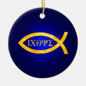 Décoration En Céramique Golden Ichthys | Poisson chrétien (Devant)