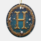 Décoration En Céramique Golden Monogram Initial Letter H (Gauche)