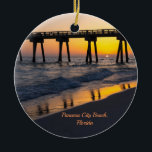 Décoration En Céramique Golden Panama City Beach Sunset réflexions<br><div class="desc">Un souvenir ornemental avec un coucher de soleil doré spectaculaire au bord de la jetée du comté M.B. Miller à Panama City Beach, en Floride. J'adore les reflets de la jetée d'or le long du rivage tandis que les vagues redescendent dans le golfe du Mexique. Vous recherchez plus d'impressions ou...</div>