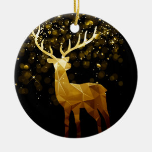 Décoration En Céramique Golden Polygon Geometry Deer Personnalisé