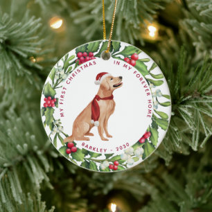 Décoration En Céramique Golden Retriever Chien Noël Mistletoe Fête