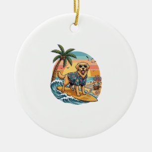 Décoration En Céramique Golden Retriever Chien Surfant Planche de Surf Cou