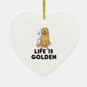 Décoration En Céramique Golden Retriever Dog - La vie est dorée
