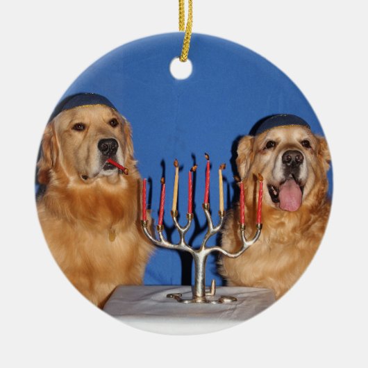 Décoration En Céramique Golden retriever Hanoukka Menorah (Devant)