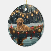 Décoration En Céramique Golden Retriever Noël Festive Voyage (Gauche)