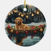 Décoration En Céramique Golden Retriever Noël Festive Voyage (Dos)