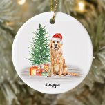 Décoration En Céramique Golden Retriever Père Noël Chien Noël personnalisé<br><div class="desc">Décorez votre arbre ou offrez un cadeau spécial en cette saison de vacances avec ce ornement de Noël de chien de père Noël, récupérateur d'or, et décoration assortie. Cet ornement de noël, récupérateur d'or, a un chien d'aquarelle dans un chapeau et un arbre de santa. Personnalisez avec nom avant, il...</div>