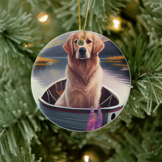 Décoration En Céramique Golden Retriever sur une pagaie : une aventure Pit (Arbre)