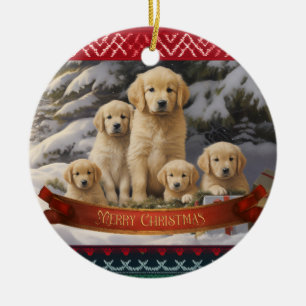 Décoration En Céramique Golden Retriever Xmas