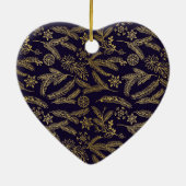 Décoration En Céramique Golden Winter Sprigs Monogram Blue (Dos)