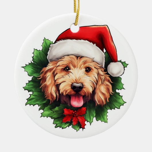 Décoration En Céramique Goldendoodle Christmas Wreath (Devant)