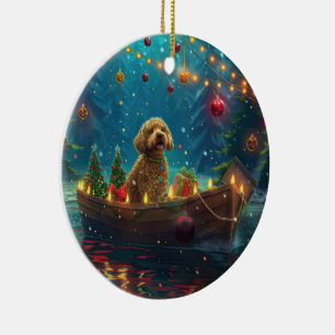 Décoration En Céramique Goldendoodle Noël Festive Voyage