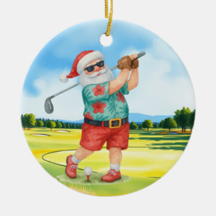 Décoration En Céramique Golf Juillet Noël avec Santa Claus Golf