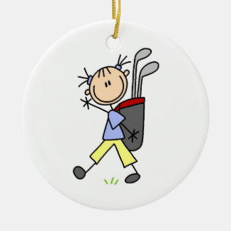 Décoration En Céramique Golfeur de fille avec le sac et clubs