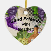 Décoration En Céramique Good Friends Wine Together (Devant)