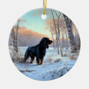 Décoration En Céramique Gordon Setter Vive la neige Noël