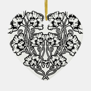 Décoration En Céramique Gothique Art Nouveau Fleur Coeur