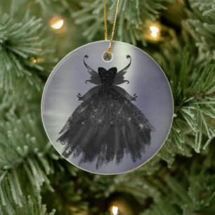 Décoration En Céramique Gothique Fairy Black Gown Vampy Glam Goth Sheen