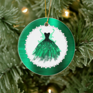 Décoration En Céramique Gothique Fairy Gown   Vivid Emerald Green Imaginai