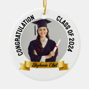 Décoration En Céramique Graduation Gold Ruban Classe De L'École Année Phot