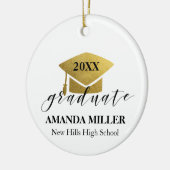 Décoration En Céramique Graduation Noël Ornament or casquette (Gauche)