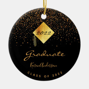 Décoration En Céramique Graduation party 2022 diplômé noir casquette or