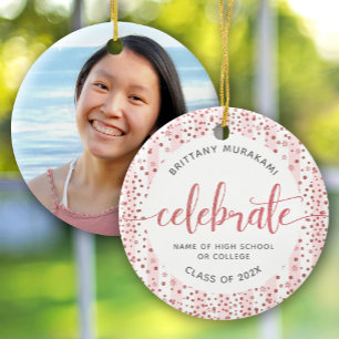Décoration En Céramique Graduation Photo Rose Gold Parties scintillant Scr