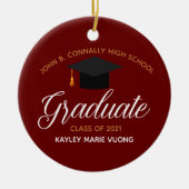 Décoration En Céramique Graduation Red Gold Custom High School Nom (Devant)