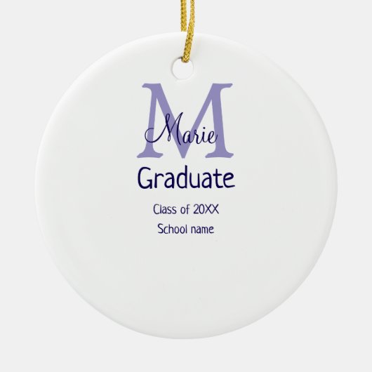 Décoration En Céramique Gradué ajouter nom monogramme violet simple m mini (Devant)