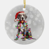 Décoration En Céramique Grand chien Danse aux lumières de Noël (Devant)