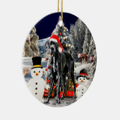 Décoration En Céramique Grand Chien Danse Dans La Neige Lumières Casquette (Droite)