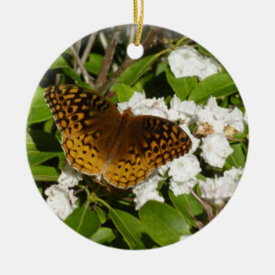 Décoration En Céramique Grand Fritillaire Éclatant sur Kalmia à Feuilles d