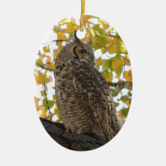 Décoration En Céramique Grand hibou à cornes dans un arbre