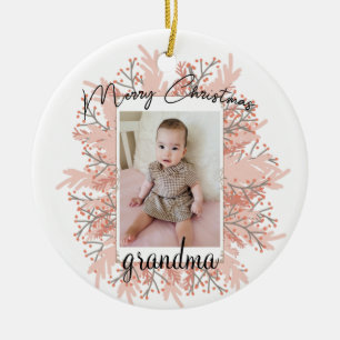 Décoration En Céramique Grand-mère de Grand-Enfant Photo de Noël